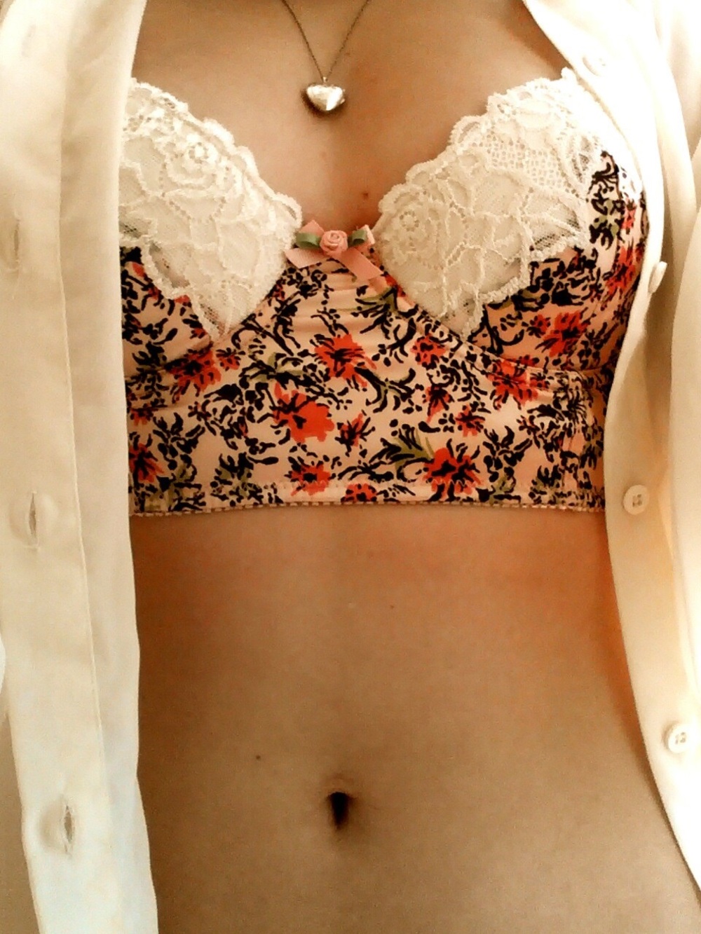 Anthropologie Eloise Coral Floral Lace Longline Bra